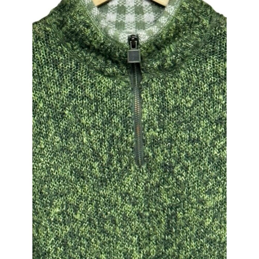 Woolrich Green Marled Quarter Zip Sweater Lt Olive Green GorpCore Hiking Large - Picture 8 of 12